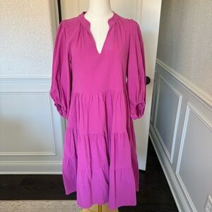 Petal & Pup Fuchsia Magenta Tiered V-neck Womens Dress 2